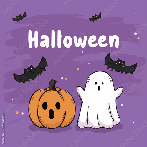 Happy Halloween. bright cartoon greeting card or banner design