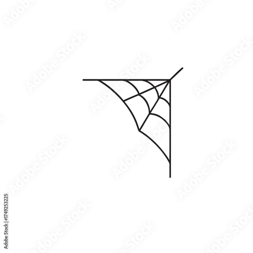 Abstract Spider Web Corner Geometry: Minimal Black Line Art With Curves and Angles