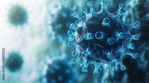 3D Rendered Close - up of a Viral Particle