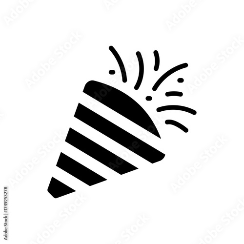 Party confetti popper blower celebration black icon