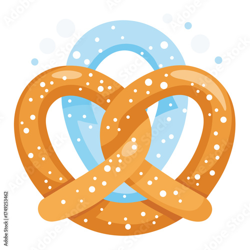 Salty Pretzel Baked Good with Salt Crystals and Bubbles Illustration