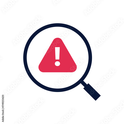 Warning Risk Identifying Magnifying Glass Flat Icon