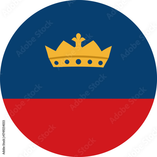 liechtenstein flag emblem design with blue red stripes and golden crown
