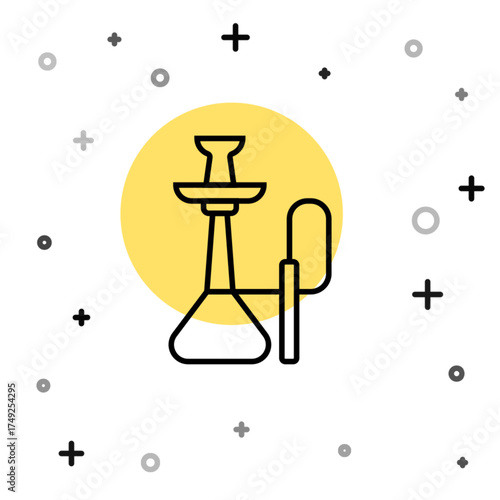 Black line Hookah icon isolated on white background. Random dynamic shapes. Vector