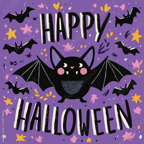 Happy Halloween. bright cartoon greeting card or banner design