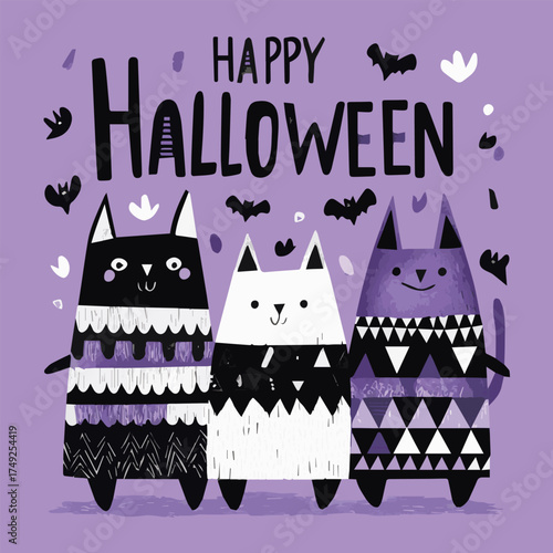 Happy Halloween. bright cartoon greeting card or banner design