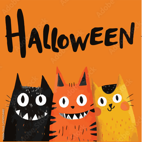 Happy Halloween. bright cartoon greeting card or banner design