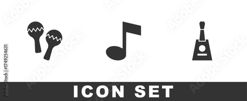 Set Maracas, Music note, tone and Balalaika icon. Vector
