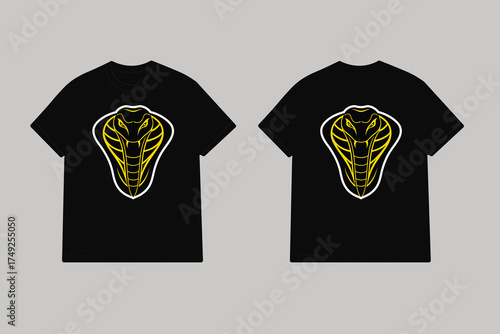 Black t shirt with yellow cobra head graphic snake
