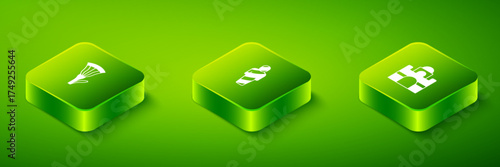 Set Isometric Egypt mummy, Egyptian house and lotus icon. Vector