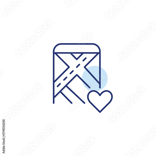 Location app, map and navigation, heart. Trusted services. Pixel perfect, editable stroke vector icon