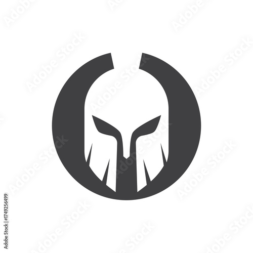 logo design of a tough classic spartan fighter wearing a helmet