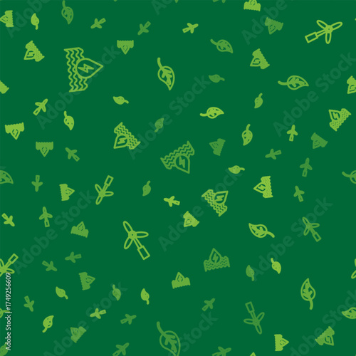 Set line Water energy, Wind turbine and Leaf or leaves on seamless pattern. Vector