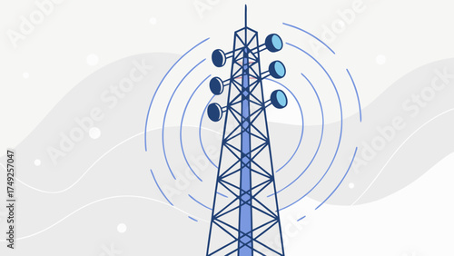 Vector illustration of abstract background with signal antenna for telecom design