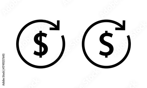 Dollar exchange arrow icon. Money circulation and financial transaction loop symbol