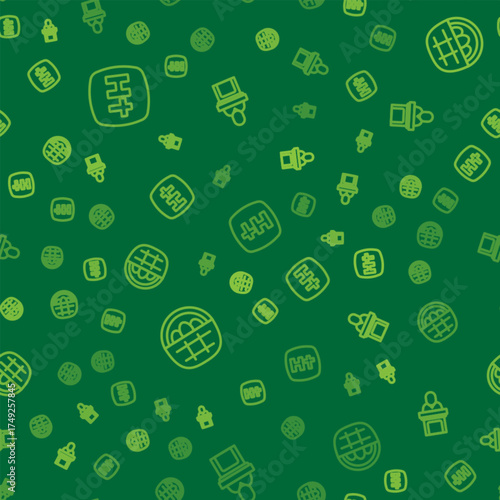 Set line Christian cross, Basket with easter eggs and Church pastor preaching on seamless pattern. Vector