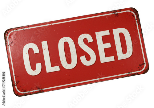 Red closed sign isolated on transparent background