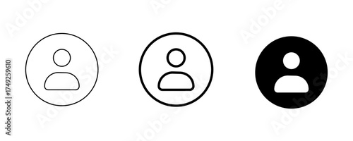 Set of minimalist user profile icons with transparent background, depicting avatar symbols for web applications, social media, and digital interfaces, vector illustration