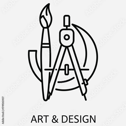 Art and Design Tools A Compass and Brush Icon Representing Creativity and Drafting