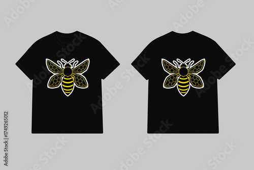 Black t shirts with yellow honeycomb bee graphic yellow bee