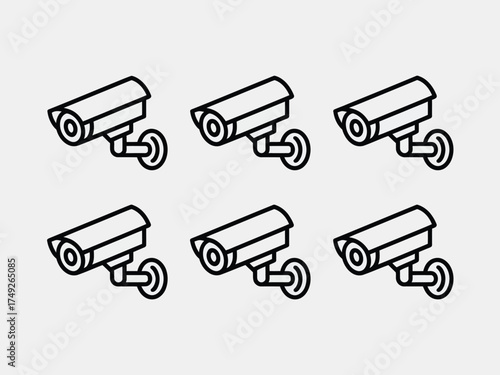 Minimalist line art vector illustration of security cameras for scalable eps graphics silhouette