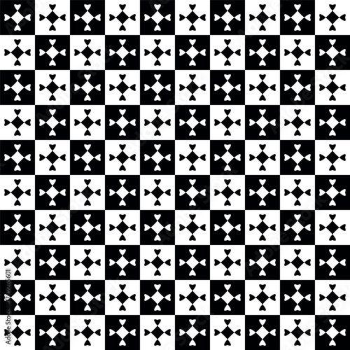 Ethnic  pattern. Checkered pattern in black and white. Seamless, simple pattern that is suitable   for backgrounds, wallpaper and fabric. Beautiful figure in a cage.