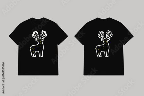 Black tshirts with celestial deer graphic t-shirt apparel