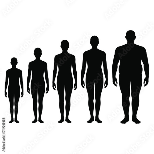 Diverse human body silhouettes vector illustration scalable eps for health and fitness graphics silhouette