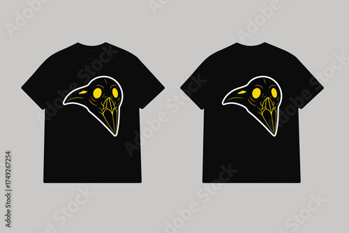 Black tshirts with yellow bird skull graphic black t shirts