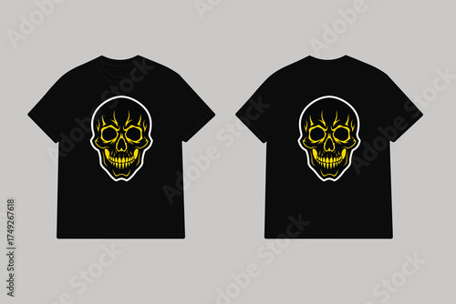 Black tshirts with yellow skull graphic design
