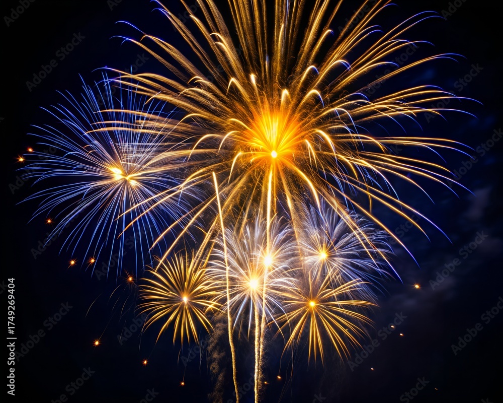 Fototapeta premium Colorful fireworks exploding in the night sky