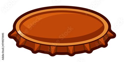 Rusty bottle cap with ridged edges in brown color  