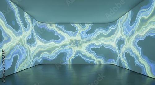 Fototapeta Naklejka Na Ścianę i Meble -  Immersive space illuminated with abstract fractal patterns, modern art