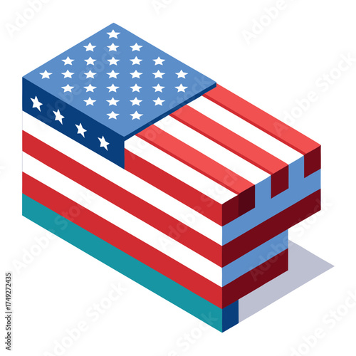 ballot box with usa flag illustration
