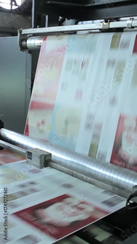 Vertical: Newspapers being packed in a busy printing factory, where precision, speed, and repetition define the rhythm of modern information.