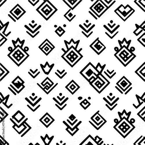 Seamless tribal pattern vector design ethnic geometric background for textile print wallpaper and backdrop design