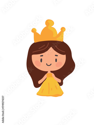Vector illustration young girl wearing crown and royal dress