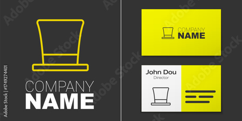 Logotype line Cylinder hat icon isolated on grey background. Logo design template element. Vector