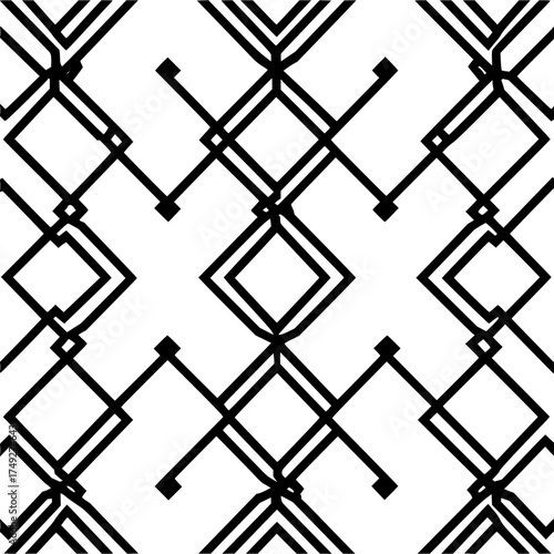 Geometric seamless pattern black and white diamond shapes modern abstract repeating design textile background 100