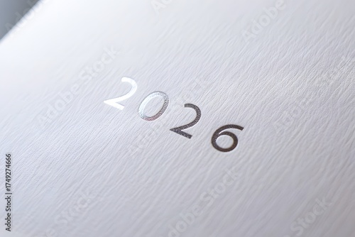 2026 engraved on metal surface isolated on white background