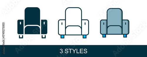Filled outline Cinema chair icon isolated on white background. Vector