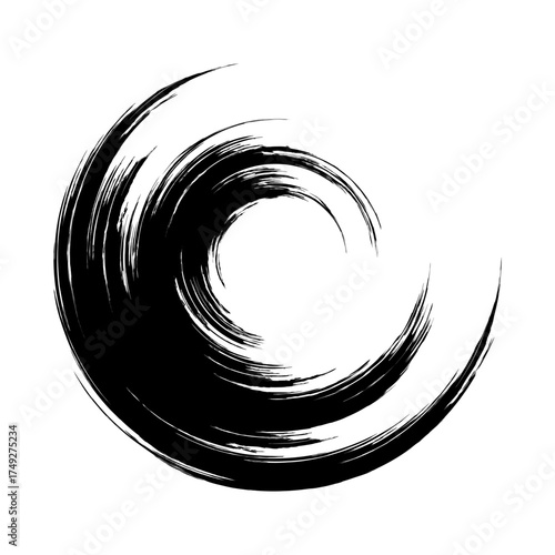 Black enso zen circle on white background.  Vector illustration.