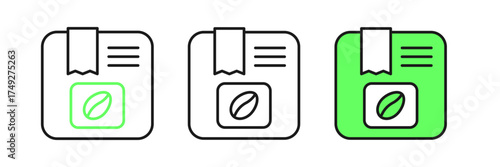 Set line Bag of coffee beans icon isolated on white background. Vector
