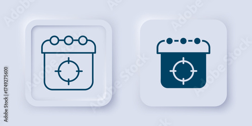 Filled and outline Target sport icon isolated on grey background. Clean target with numbers for shooting range or shooting. Square button. Vector