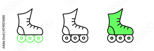 Set line Roller skate icon isolated on white background. Vector