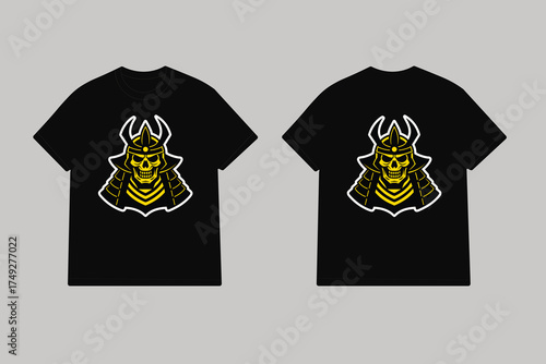 Samurai skull armor linocut design helmet