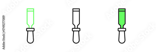 Set line Chisel tool for wood icon isolated on white background. Vector