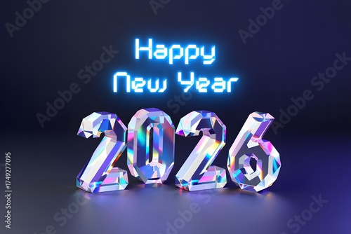 Colorful 2026 new year celebration with glowing text