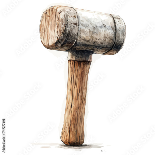Hammer, watercolor vector, isolated on a white background.
