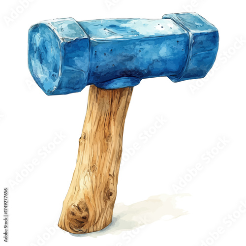 Hammer, watercolor illustration vector, isolated on a white background.